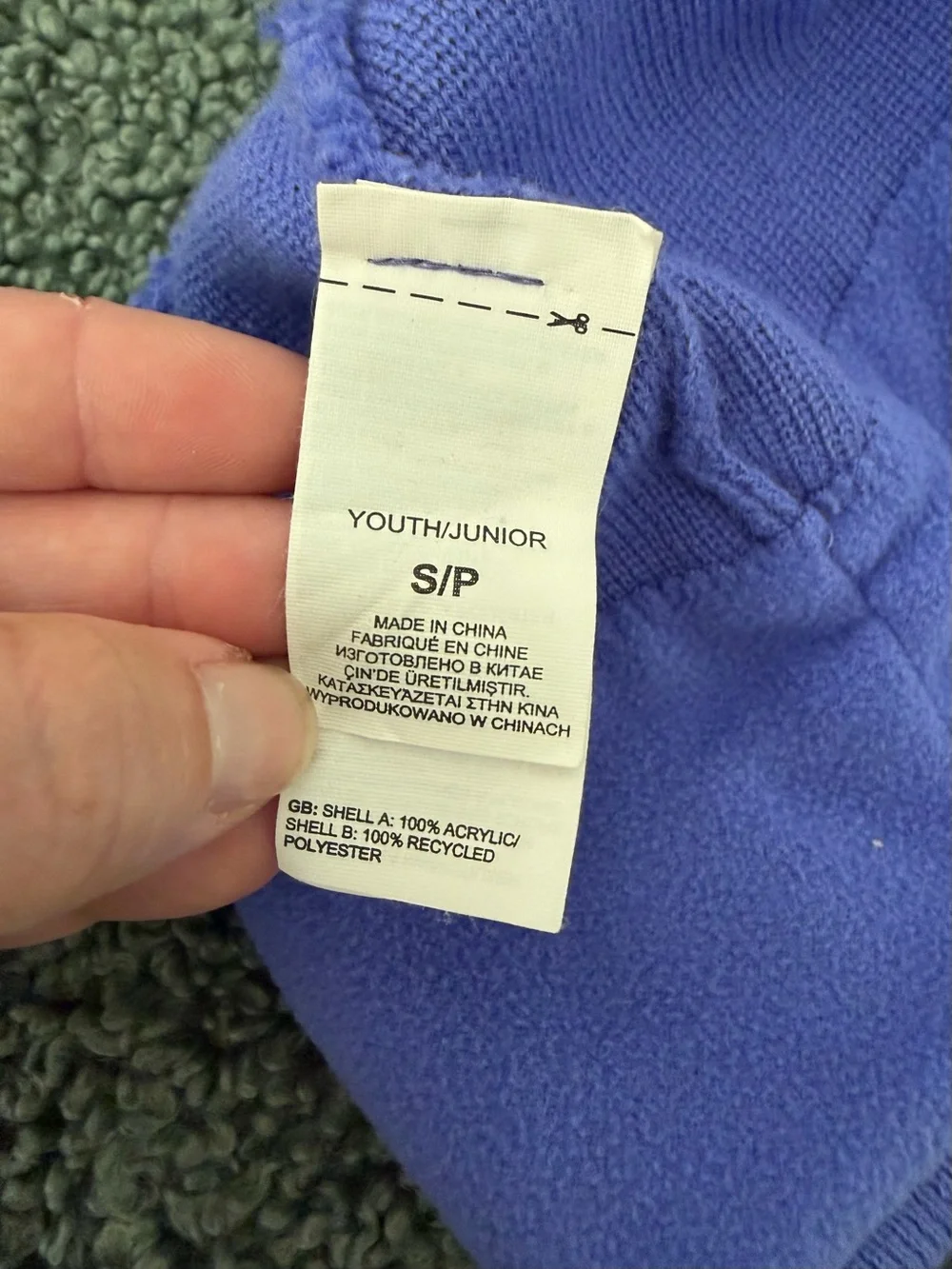 The North Face Kids Purple Knit Beanie with Yellow Logo and Pink Stripes